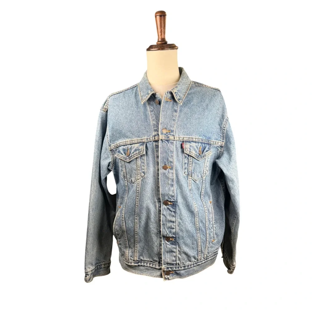 VTG Levis Jacket 70507-0389 Men's Large Blue Denim Relaxed Trucker 01 Y2K
